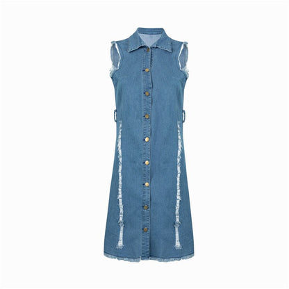 Women Summer Sleeveless Denim Jean Dress