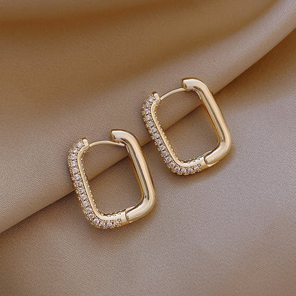 Women Copper Smooth Metal Hoop Earrings