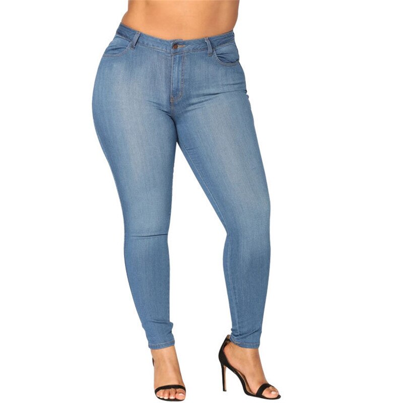 Women Fashion Plus Size High Waist Skinny Jeans