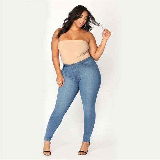 Women Fashion Plus Size High Waist Skinny Jeans