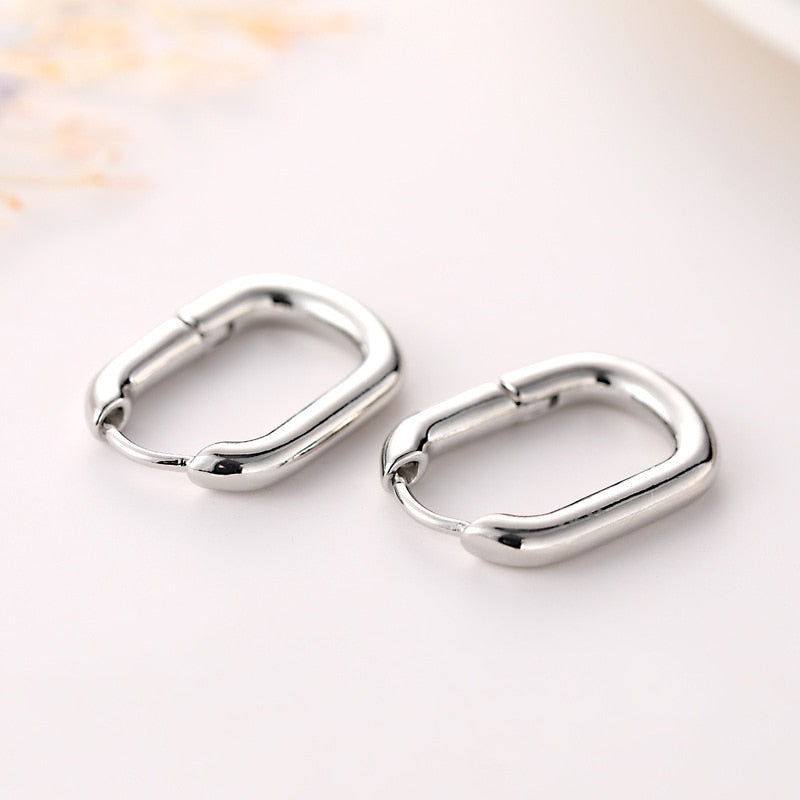 Women Copper Smooth Metal Hoop Earrings