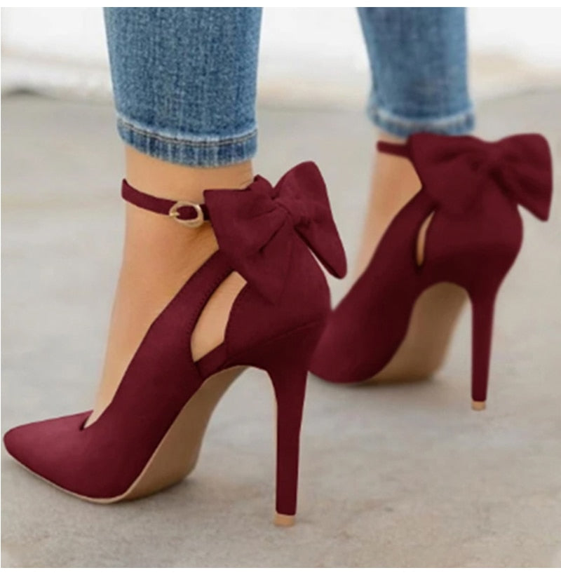 Women Bowknot Pointed Toe High Heels