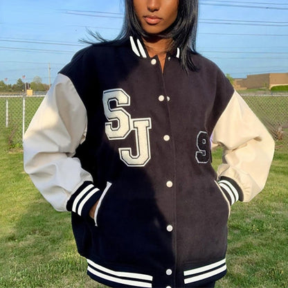 Oversized Long Sleeve Varsity Jacket