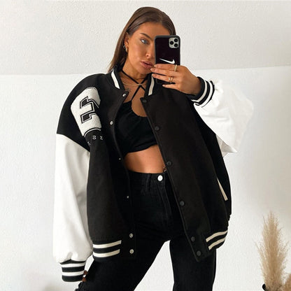 Oversized Long Sleeve Varsity Jacket