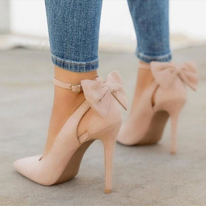 Women Bowknot Pointed Toe High Heels