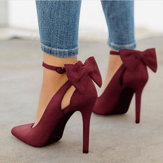 Women Bowknot Pointed Toe High Heels