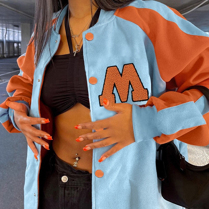 Oversized Long Sleeve Varsity Jacket