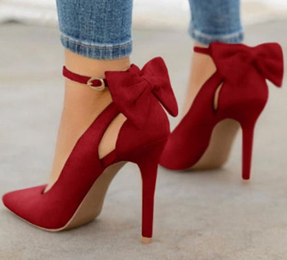 Women Bowknot Pointed Toe High Heels